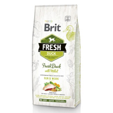 Холистик корм Brit Fresh Duck/Millet Active Run and Work для взрослых собак с повышенной активностью, утка, пшено, 12kg