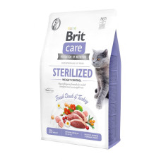 Гипоаллергенный корм Brit Care Cat GF Sterilized Weight Control для стерилизованных котов и котов с избыточным весом, 2кг