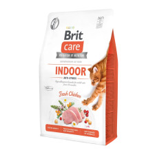 Гипоаллергенный корм Brit Care Cat GF Indoor Anti-stress (антистресс) для кошек, живущих в помещении, 2кг