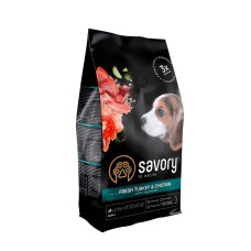 Корм холистик Savory Puppy Fresh Turkey&Chicken для щенков всех пород, со свежим мясом индейки и курицы, 3kg