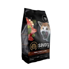 Корм холістик Savory Adult Large Breed Fresh Turkey&Lamb для собак великих порід, зі свіжим м'ясом індички та ягняти, 3kg