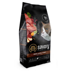 Корм Savory Adult Cat Sensitive Digestion Fresh Lamb&Turkey на основе свежего мяса ягненка и индейки для кошек с чувствительным пищеварением, 2кг