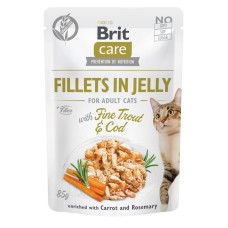 Вологий корм для котів Brit Care Cat pouch, тріска та форель у желе 85г