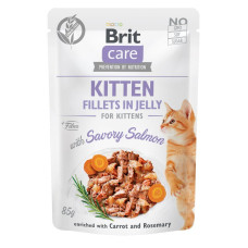 Вологий корм для кошенят Brit Care Cat pouch, пікантний лосось у желе 85г
