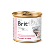 Вологий корм для кішок з харчовою алергією Brit VetDiets Hypoallergenic, 200 г (лосось та горох)