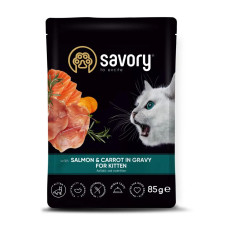 Пауч Savory для кошенят, лосось із морквою у соусі, 85 г