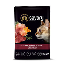 Пауч Savory для кошенят, ягня з гарбузом у желе, 85 г