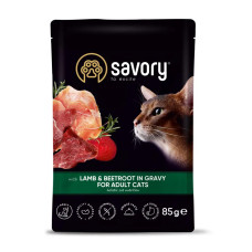 Пауч Savory для дорослих котів, ягня з буряком у соусі, 85 г