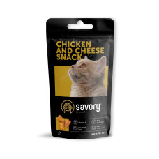 Лакомство для поощрения котов Savory Snack Chicken and Cheese, подушечки с курицей и сыром, 60 г