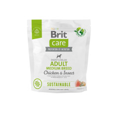 Сухой корм Brit Care Dog Sustainable Adult Medium Breed для взрослых собак средних пород, курица и насекомые, 1 кг