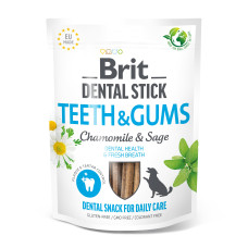 Лакомства для собак Brit Dental Stick Teeth & Gums здоровые десна и зубы, ромашка и шалфей, 7 шт, 251 г