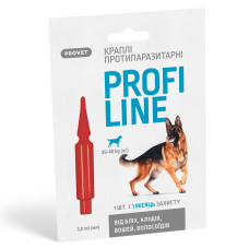 Капли PROVET Profiline для собак 20-40 кг (инсектоакарицид - от блох, вшей, волосоидов и иксодовых клещей), 1 пипетка/3,0 мл