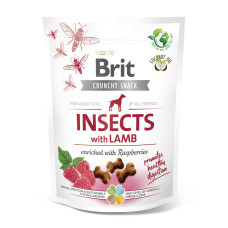 Лакомства для собак Brit Care Dog Crunchy Cracker Insects with Lamb для пищеварения, насекомые, ягненок и малина, 200 г