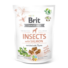 Лакомства для собак Brit Care Dog Crunchy Cracker Insects with Salmon для чувствительного пищеварения, насекомые, лосось и тимьян, 200 г