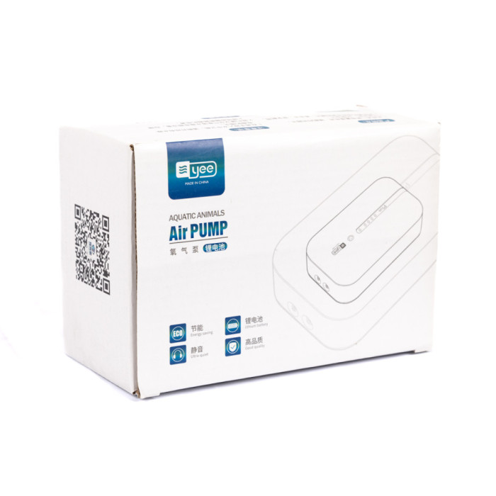 Бесшумный компрессор Yee для аквариума аккумуляторный с кабелем USB, 3 Вт (на 100-200 л)
