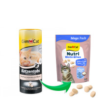 Витамины GimCat NUTRI BIOTIN BITES для кошек для улучшения состояния кожи и шерсти с маскарпоне и биотином 425г