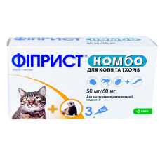 Капли KRKA Фиприст комбо от блох и клещей для кошек и хорьков, 0.5 мл/1 поп.
