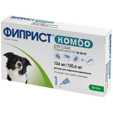 Фиприст Комбо - противопаразитарные капли для собак 10-20 кг от блох и клещей (1 пип/1,34 мл), KRKA