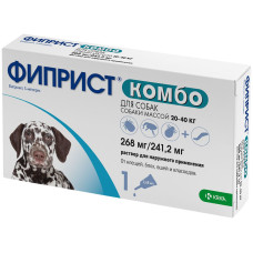 Фиприст Комбо - противопаразитарные капли для собак 20-40 кг от блох и клещей (1 пип/2,68 мл), KRKA