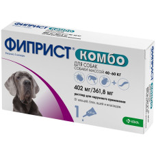 Фиприст Комбо - противопаразитарные капли для собак 40-60 кг от блох и клещей (1 пип/4,02 мл), KRKA