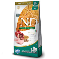 Низькозерновий сухий корм Farmina N&D, для собак середніх і великих порід, курка з гранатом, 15 кг