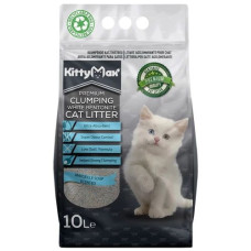 Бентонитовый наполнитель Kitty Max для кошачьего туалета, с ароматом марсельского мыла, белый, 10 л.