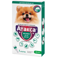 Капли KRKA Ataxxa (Атакса) Спот-Он 0,4мл для собак до 4 кг