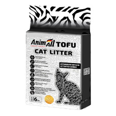 Гранулированный наполнитель AnimAll Tofu из сои для кошачьего туалета, активированный уголь, 2,6кг/6 л