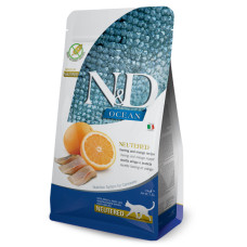 Беззерновий сухий корм Farmina N&D Ocean Herring & Orange Neutered для стерилізованих кішок і кастрованих котів з оселедцем та апельсином 5 кг