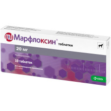 Антибактериальный препарат (антибиотик) KRKA Марфлоксин при острых и хронических инфекций у кошек и собак 20 мг (1 уп/10таб.)