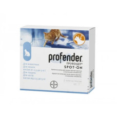 Антигельминтик широкого спектра действия Bayer Profender (Профендер) Spot-On для котов весом 2.5 до 5 кг, 0.7 мл, капли на холку (1шт)
