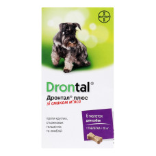 Таблетки Bayer Drontal (Дронтал) Plus от глистов для собак малых и средних пород (1 табл)