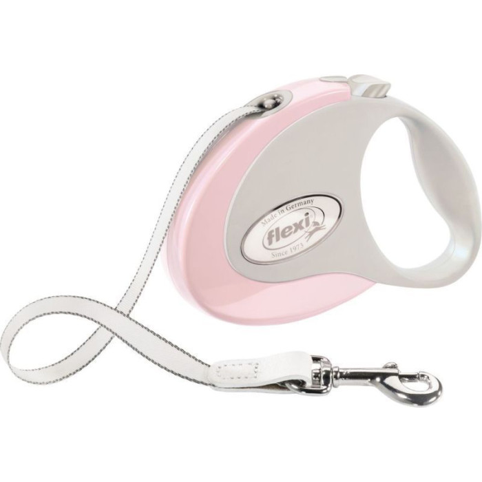 Поводок-рулетка с лентой flexi STYLE, розовая S: 3м/до 12кг