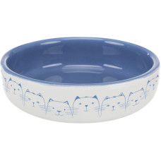Миска керамическая для кошек коротконосых пород, 300мл/d15 см, сине-белая