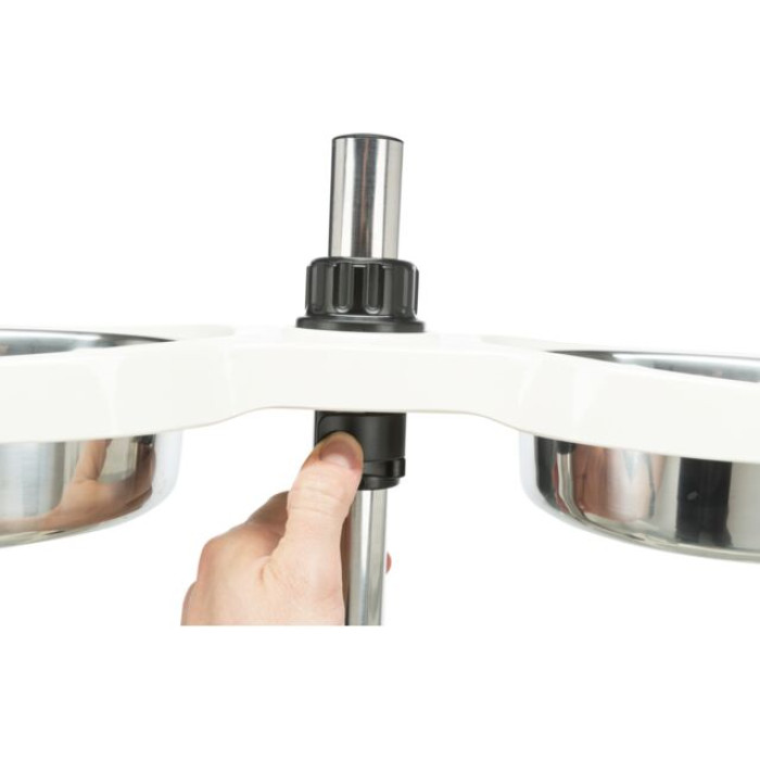 Підставка з мисками (меламін/метал), білий 2х1.6л/21см