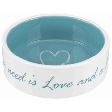 Миска для собак Pet's Home, кераміка, кремово-блакитна 0,3л/12 cм