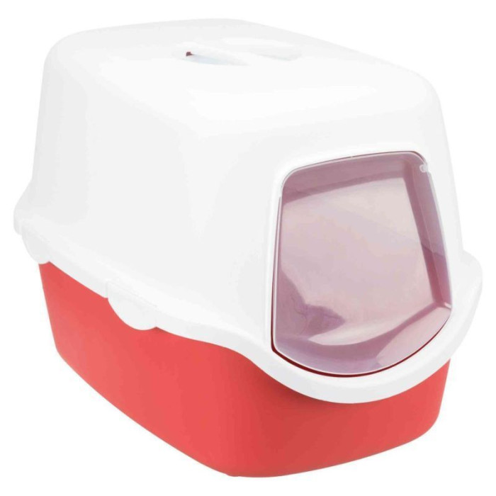 Туалет для котов Vico закрытый, 40х40х56 см, красно-белый