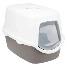 Туалет закрытый для котов Diego с дверью 40х40х56см, темно-серый/кремовый