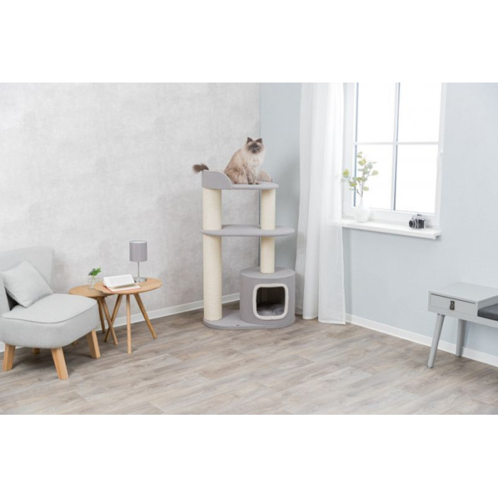 Когтеточка-домик XXLSalva 3 уровня, 128см,серо-коричнев