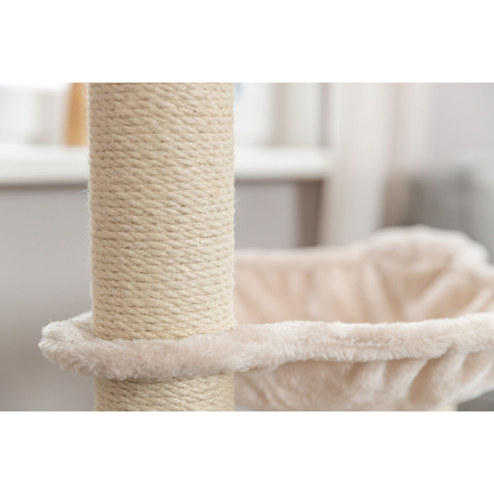 Драпак-домик Alessia для кошек, 114 см, светло-серый/песок