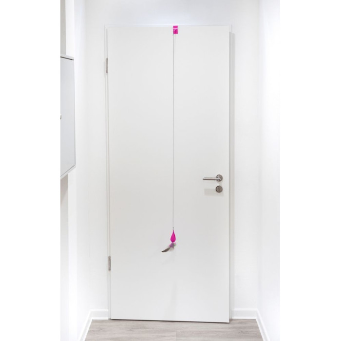 Іграшка-годівниця на двері, 9см/190см, з пір'ям, рожева