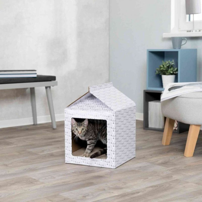 Будинок-кігтеточка (картон) 34?48?34см, білий
