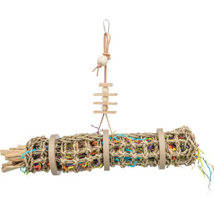 Игрушка для попугаев, подходит для начинки снеками (морская трава, дерево и бумага), 55см.