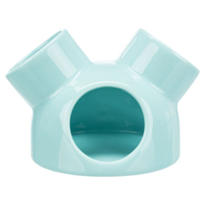 Керамический домик с 3 входами, для мышей, 12х10см, бирюза