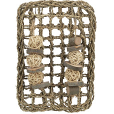 Коврик с игрушками для грызунов (водоросли/дерево/ротанг), 18х30см