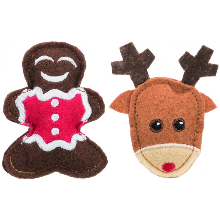 Іграшка для котів Trixie Різдвяна "Лось/Пряник" поліестер, 8 см, 2шт/упак