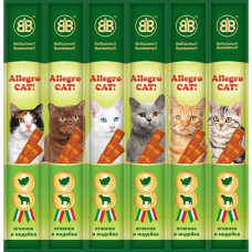 Жевательные колбаски для кошек Аllegro Cat ягненка и индейка 6х5гр