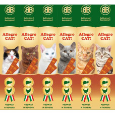Жевательные колбаски для кошек Аllegro Cat с курицей и печенью 6х5гр