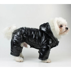 Зимний лакированный комбинезон черный A-69