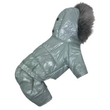 Зимний комбинезон лакированный светло-голубой A-76